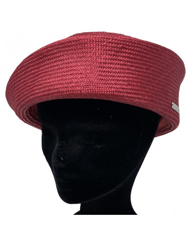 Chapeau Cérémonie Bibi Pillbox Sisal - Seeberger rouge porté