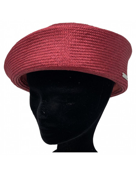 Chapeau Cérémonie Bibi Pillbox Sisal - Seeberger rouge porté