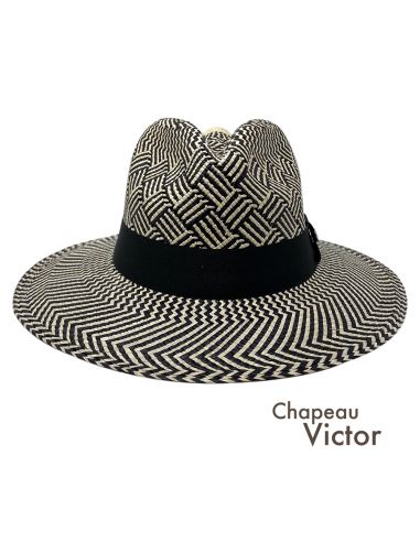 U224 PANAMA JEFF PANIER Chapeau Panama Motif Rotin - Chapeau Victor 