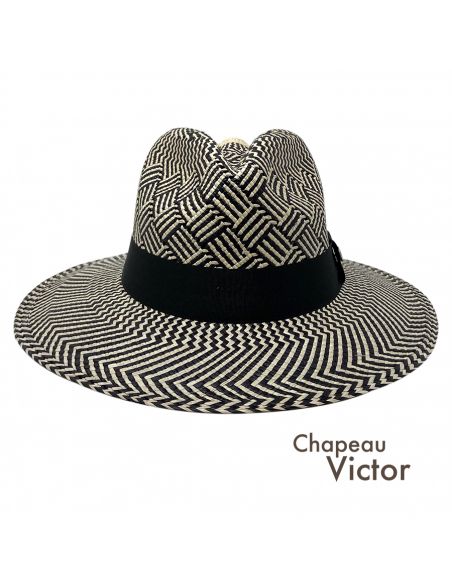 U224 PANAMA JEFF PANIER Chapeau Panama Motif Rotin - Chapeau Victor 