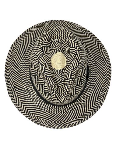 U224 PANAMA JEFF PANIER Chapeau Panama Motif Rotin - Chapeau Victor 