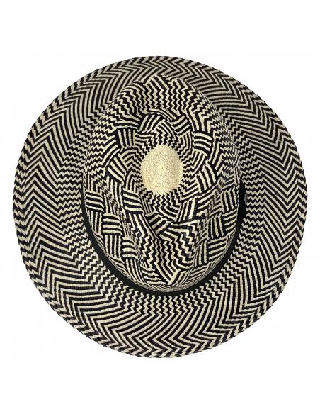 U224 PANAMA JEFF PANIER Chapeau Panama Motif Rotin - Chapeau Victor 