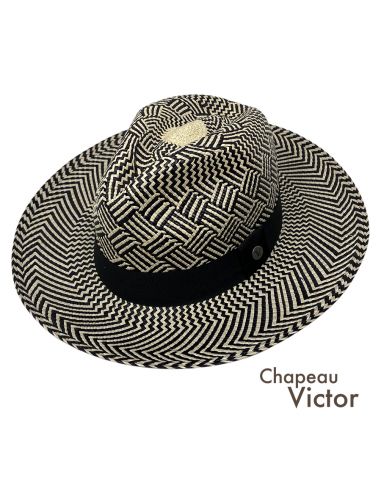 Chapeau Panama Motif Rotin - Chapeau Victor 