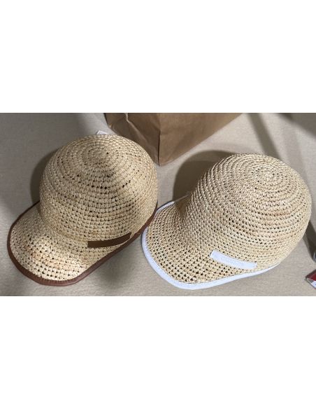 C310 CASQUETTE RAPHIA CUIR - Catarzi