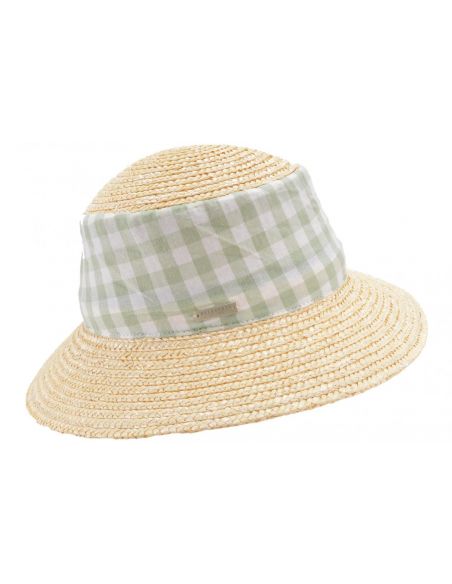 Chapeau Cloche Paille et coton Vichy- Seeberger