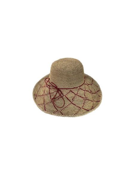 Capeline RAPHIA Crochet RAIE ROUGE - Chapeau Victor