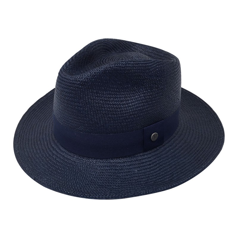 Chapeau véritable panama bleu marine Melvin Profile 2