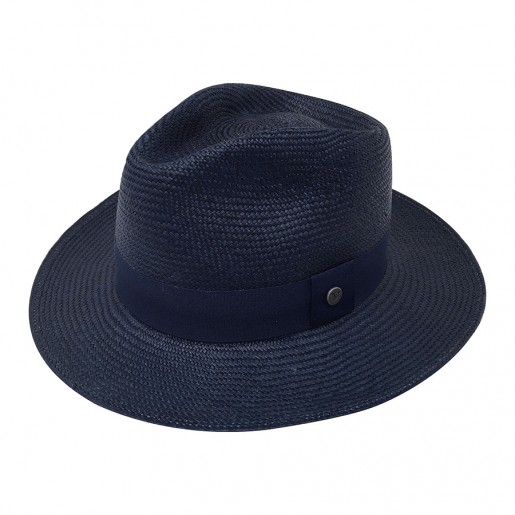 Chapeau véritable panama bleu marine Melvin Profile 2