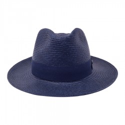 Chapeau véritable panama bleu marine Melvin Victor profile 2