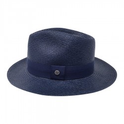 Chapeau véritable panama bleu marine Melvin Victor profile