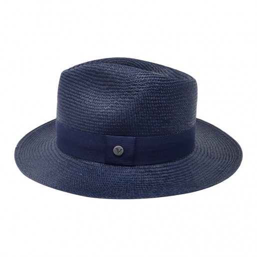 Chapeau véritable panama bleu marine Melvin Victor profile