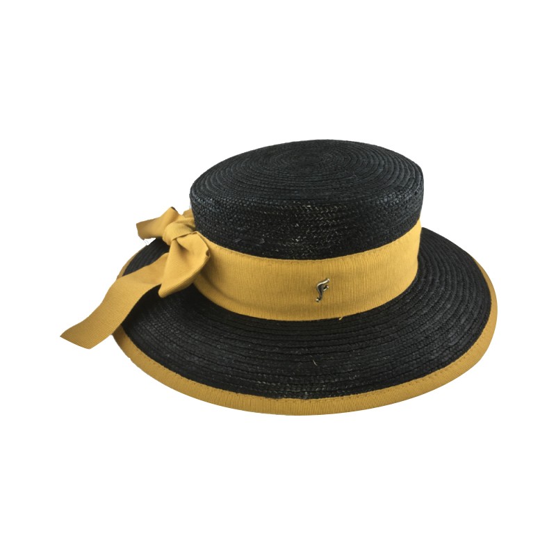 Chapeau couleur canotier paille noir