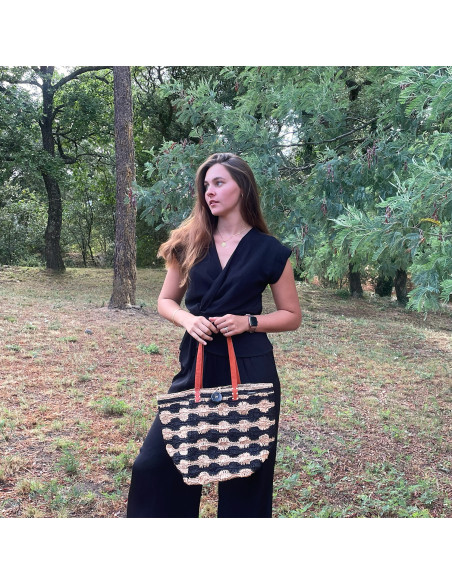 Sac Raphia Mina Bi-Couleur