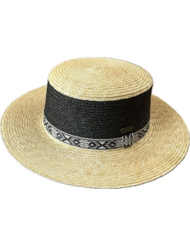 CanotierFemme Paille fine bi couleur - Auréga - G128