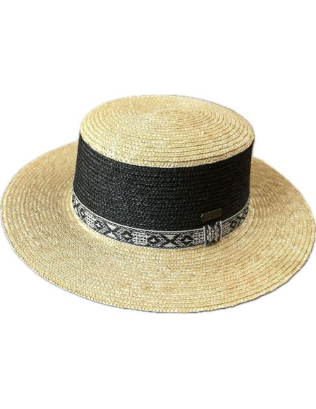 CanotierFemme Paille fine bi couleur - Auréga - G128