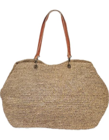 Sac Raphia Crochet RIVETTA - Sun and Green