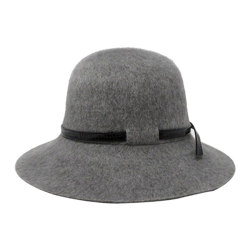 chapeau femme hiver capeline gris