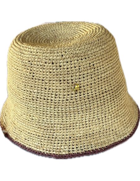 Chapeau Cloche Raphia Crochet ZOELY - Sun And Green