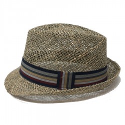 Chapeau bord court trilby paille naturelle