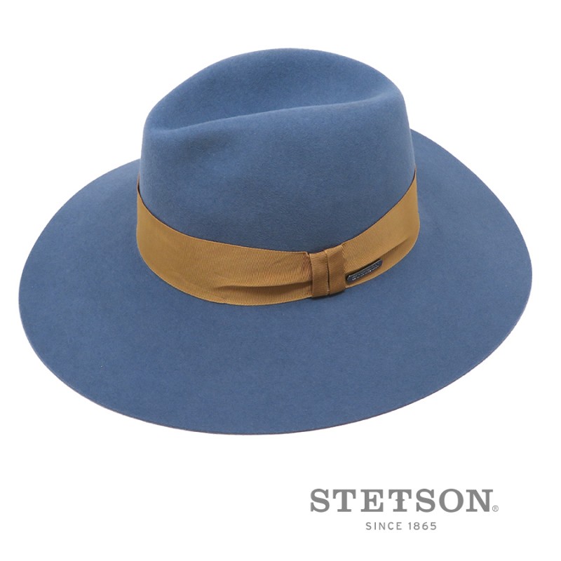 Stetson chapeau femme bleu large bords